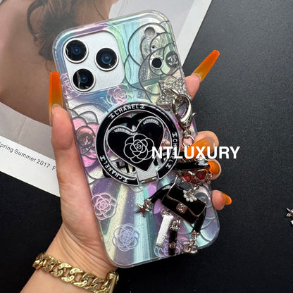 Coque de téléphone Laser Shining C avec support Magsafe et pendentif