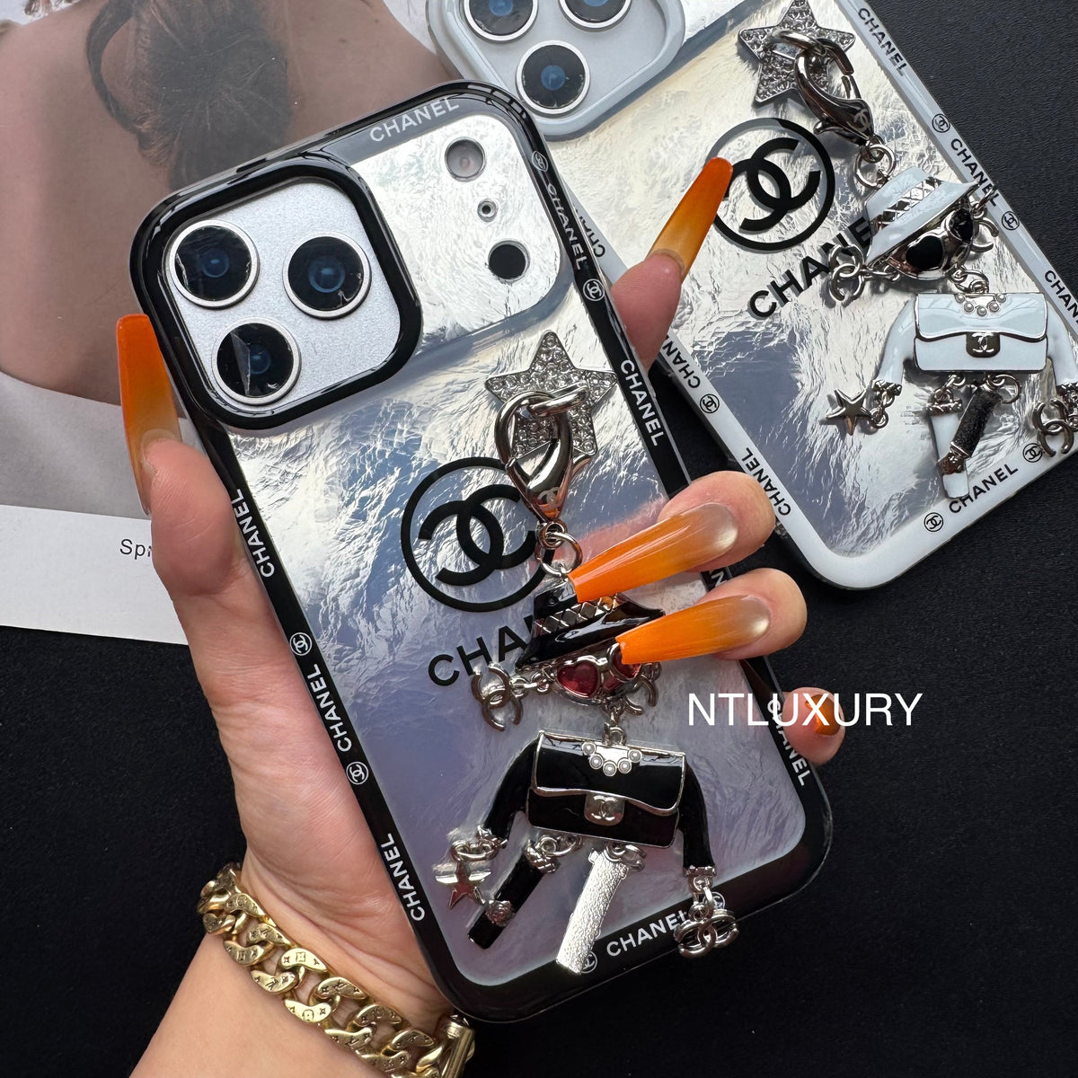 Ruffle Laser C Girl Phone Case With Pendant