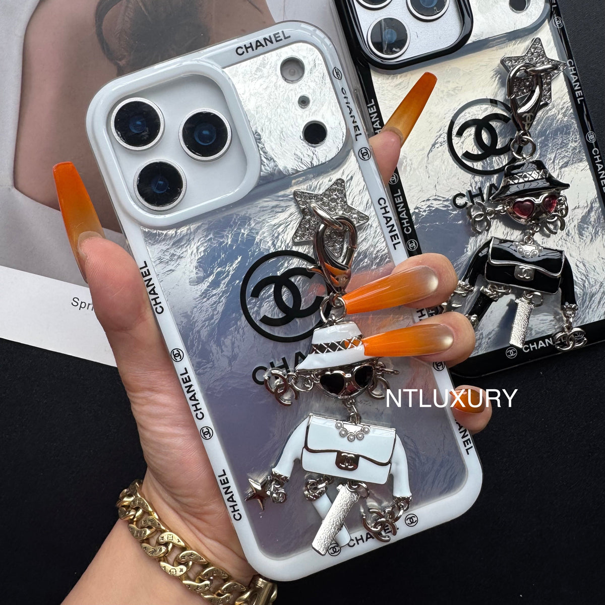 Ruffle Laser C Girl Phone Case With Pendant