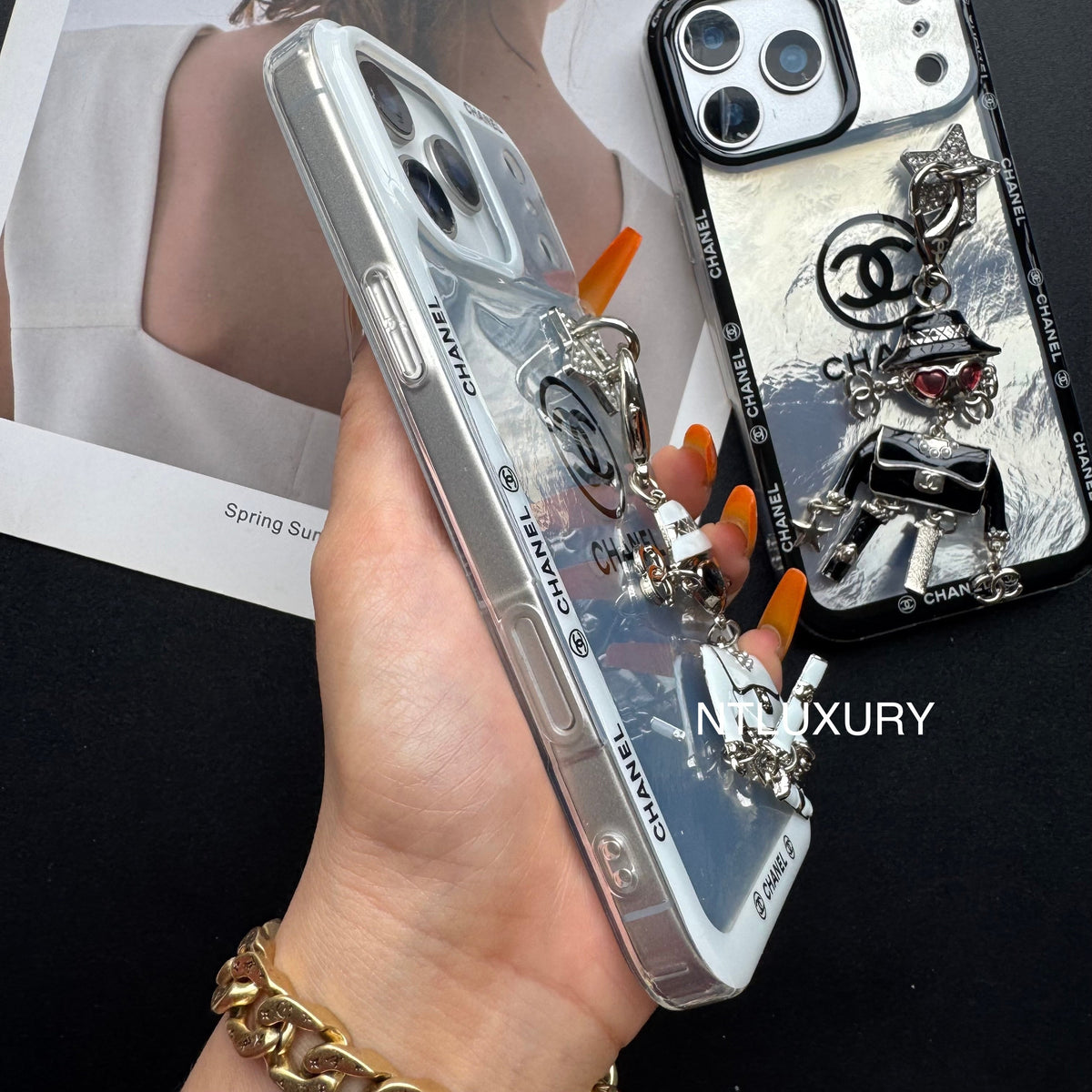 Ruffle Laser C Girl Phone Case With Pendant