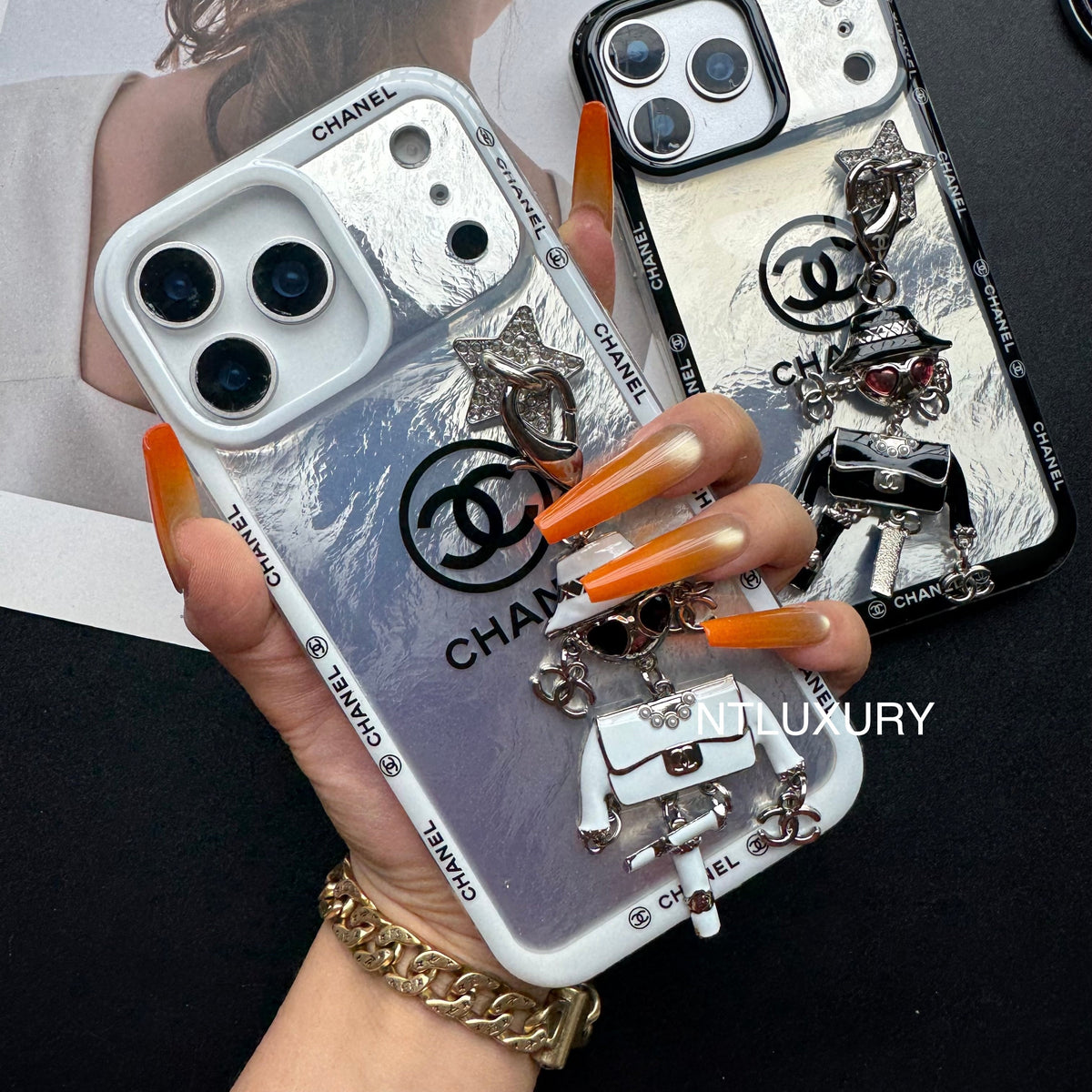 Ruffle Laser C Girl Phone Case With Pendant