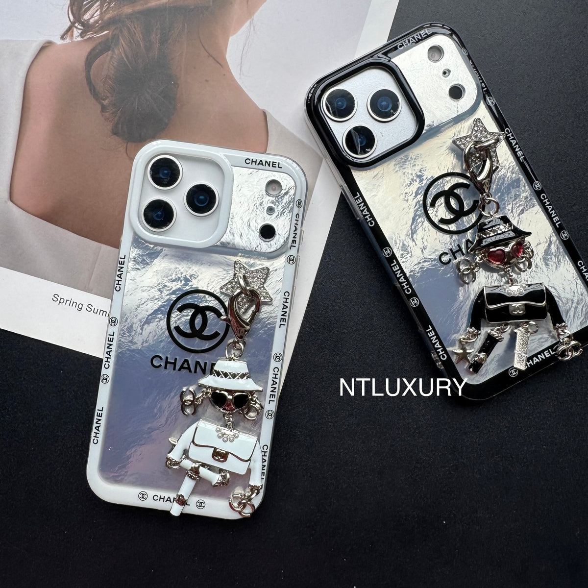 Ruffle Laser C Girl Phone Case With Pendant