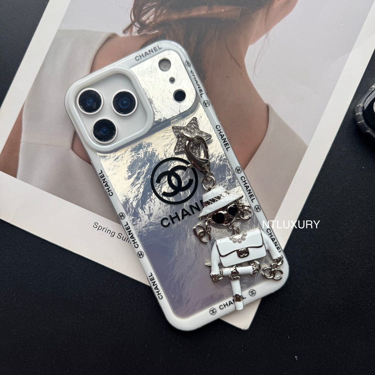 Ruffle Laser C Girl Phone Case With Pendant