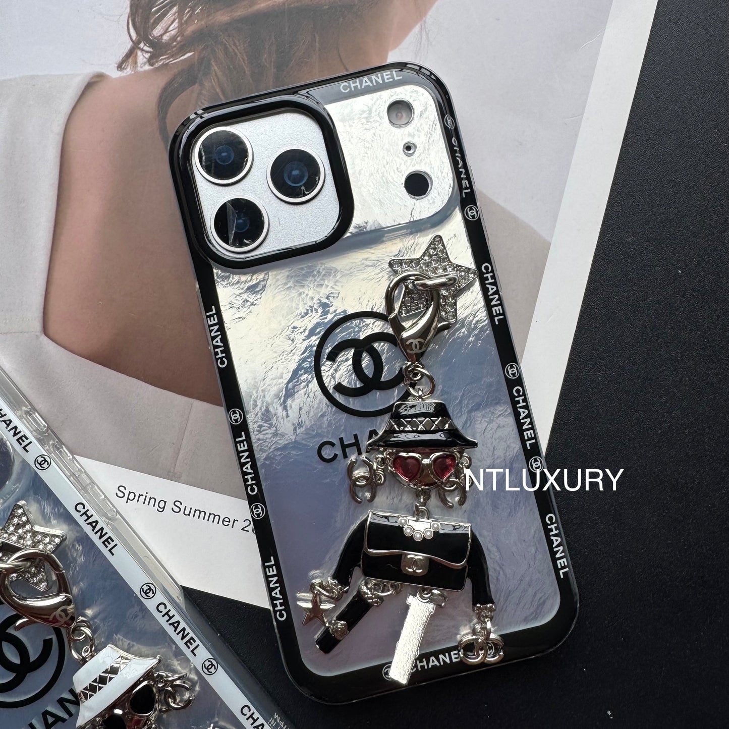 Ruffle Laser C Girl Phone Case With Pendant