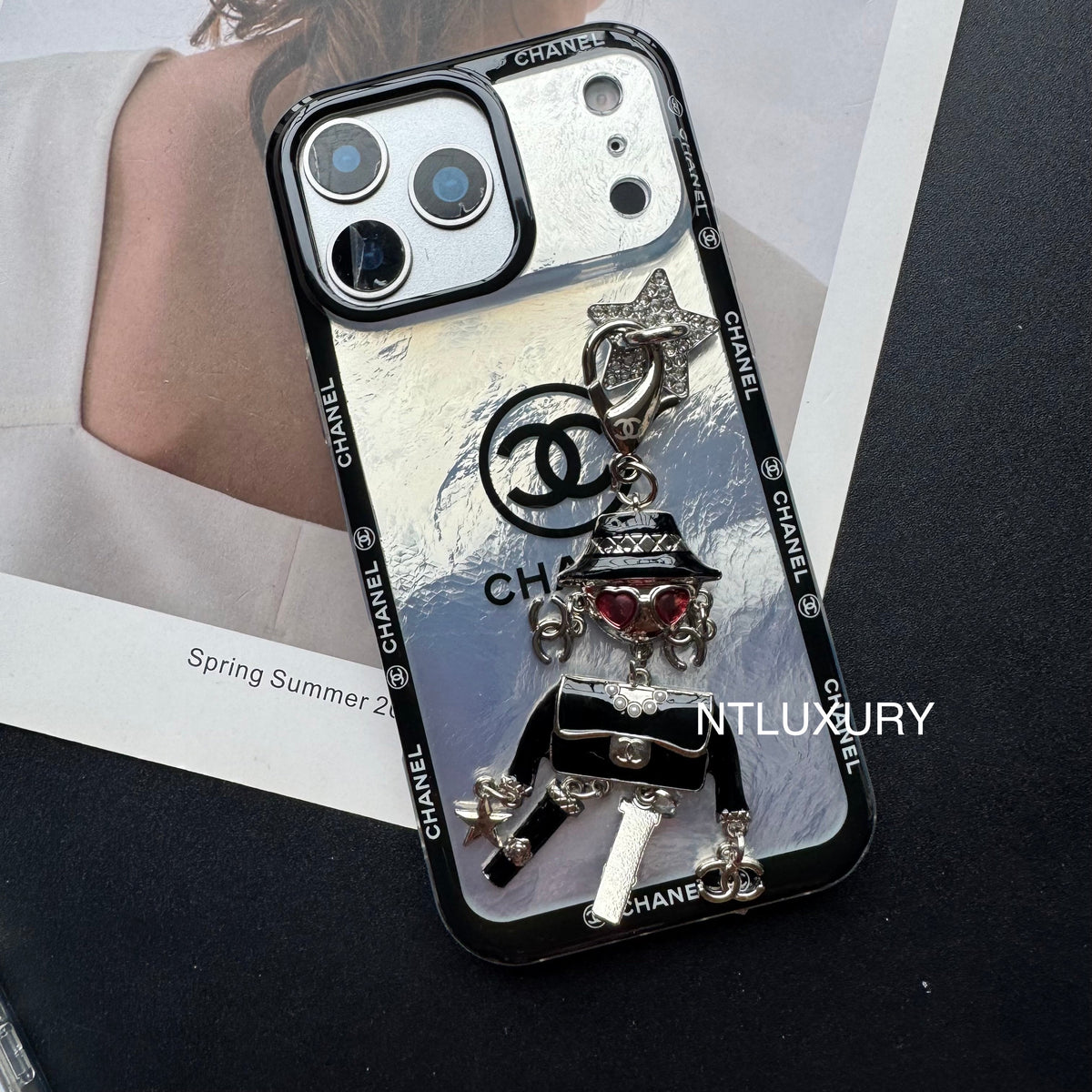 Ruffle Laser C Girl Phone Case With Pendant