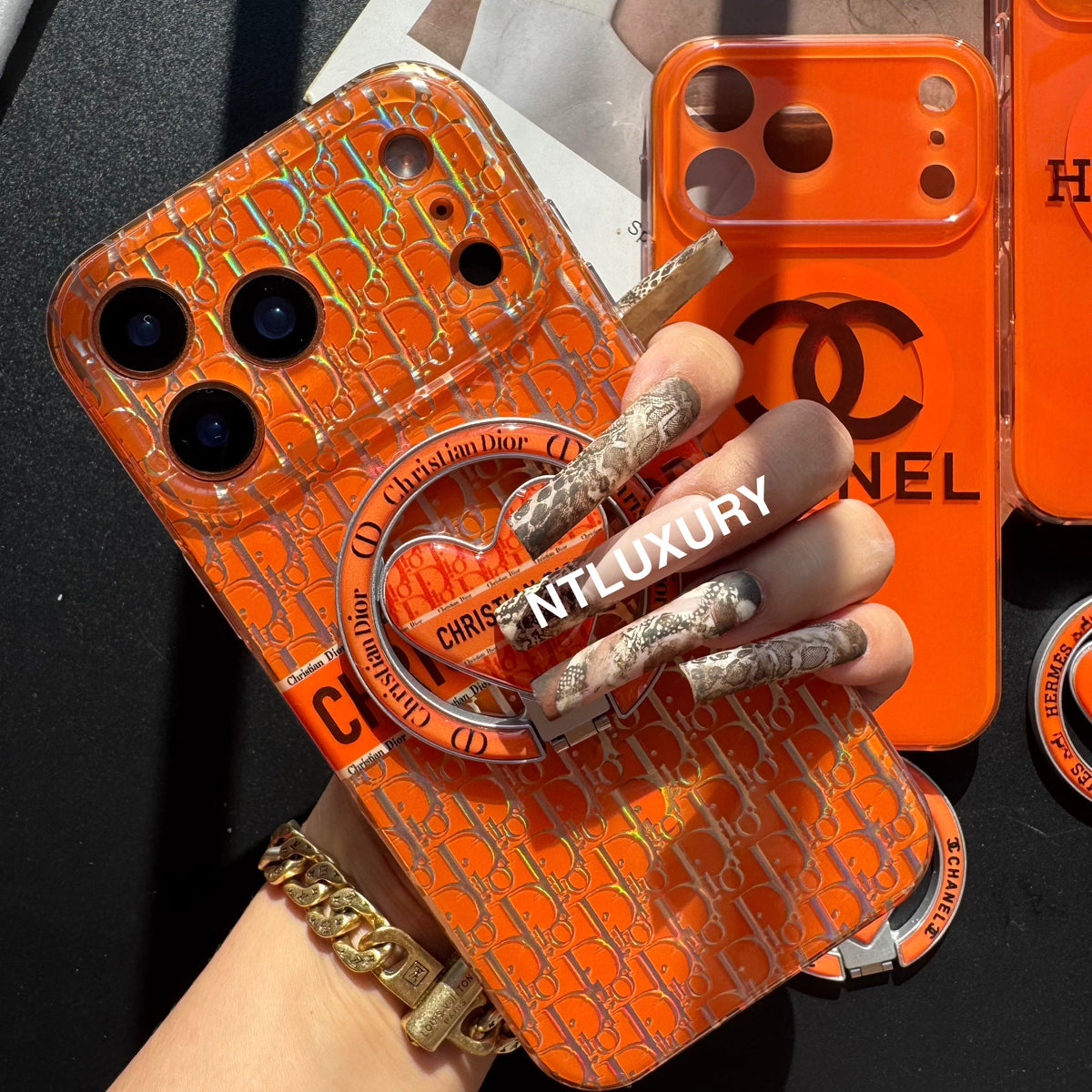 Orange Golden Shine MagSafe Phone Case with Holder