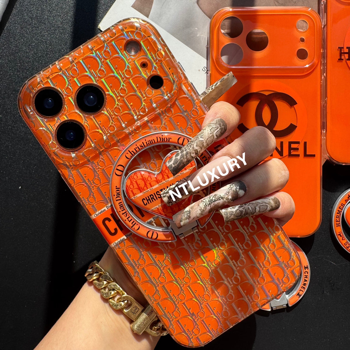 Orange Golden Shine MagSafe Phone Case with Holder