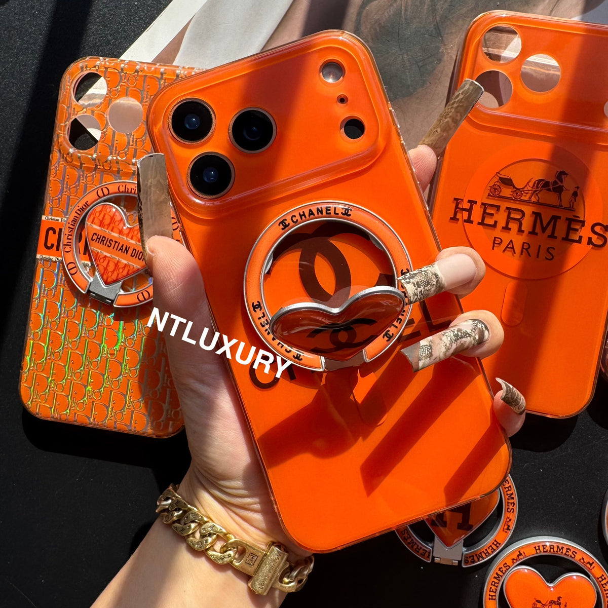 Orange Golden Shine MagSafe Phone Case with Holder