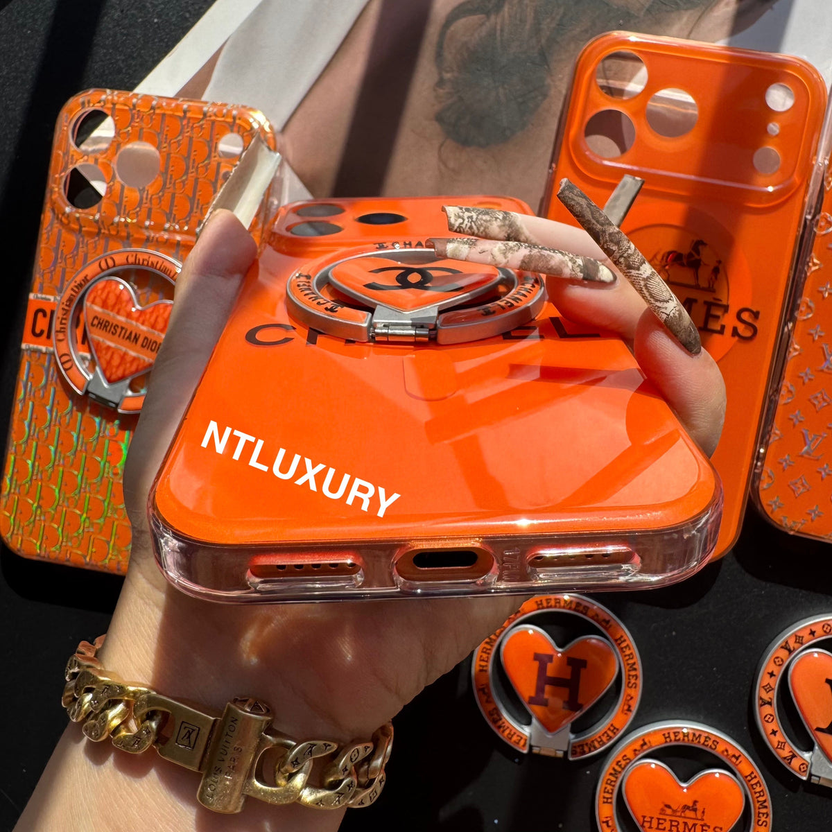 Orange Golden Shine MagSafe Phone Case with Holder