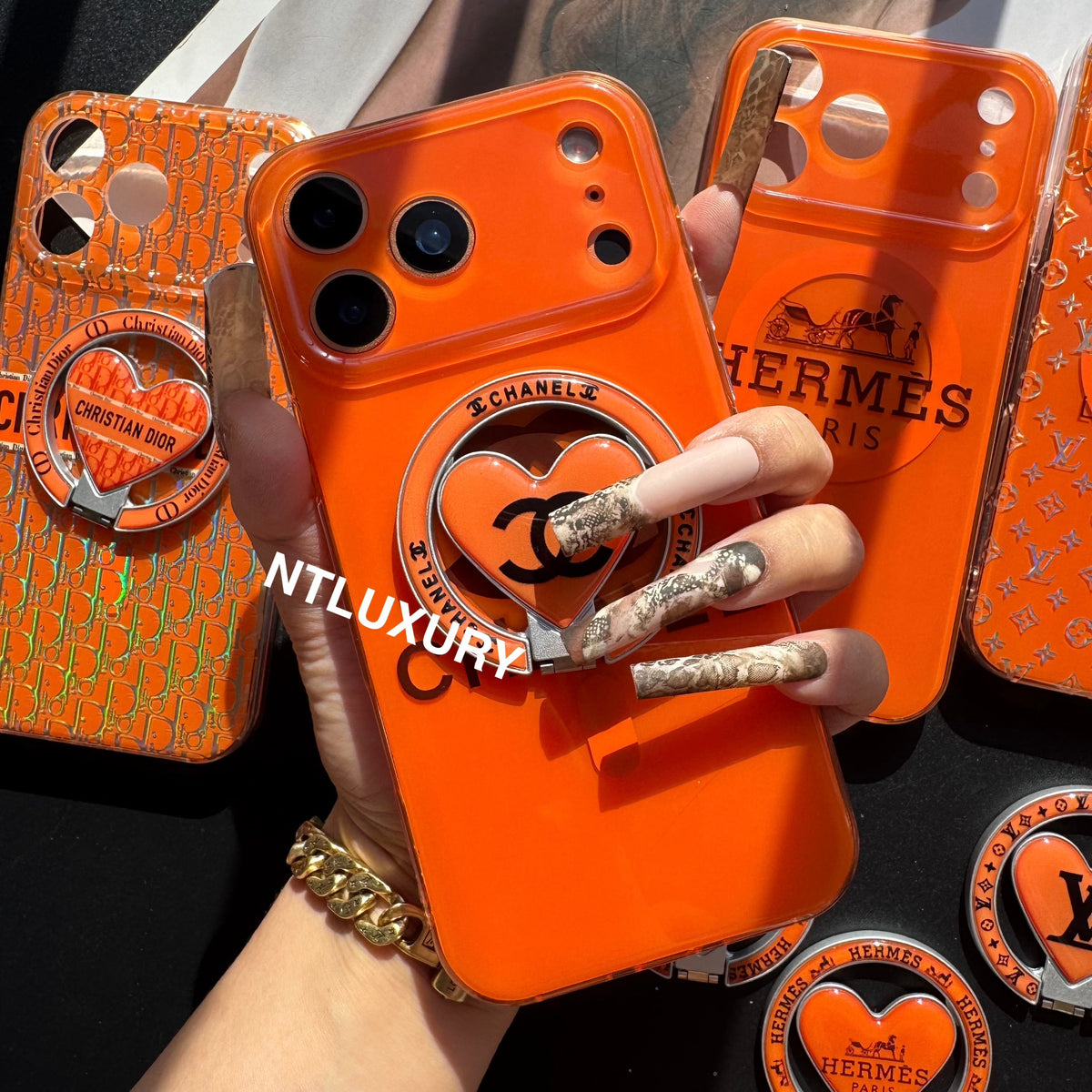 Orange Golden Shine MagSafe Phone Case with Holder