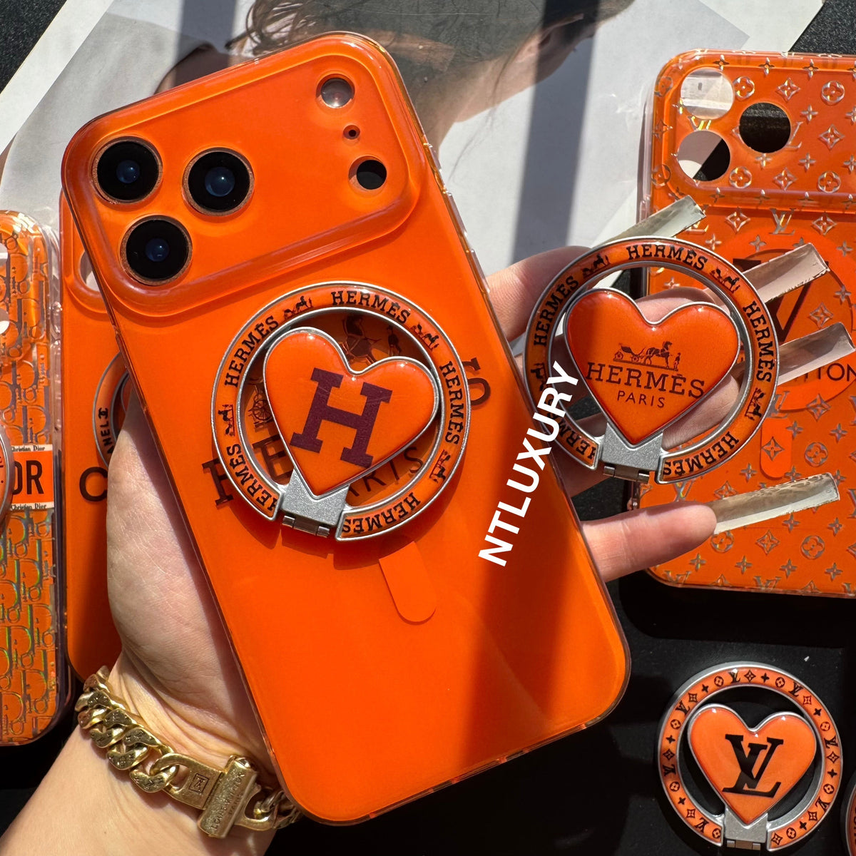 Orange Golden Shine MagSafe Phone Case with Holder
