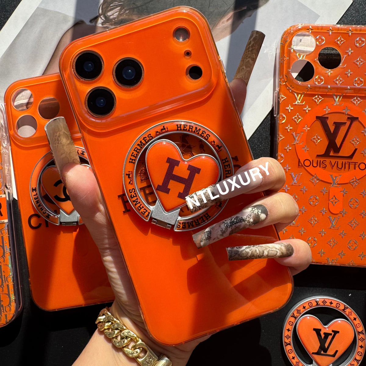 Orange Golden Shine MagSafe Phone Case with Holder