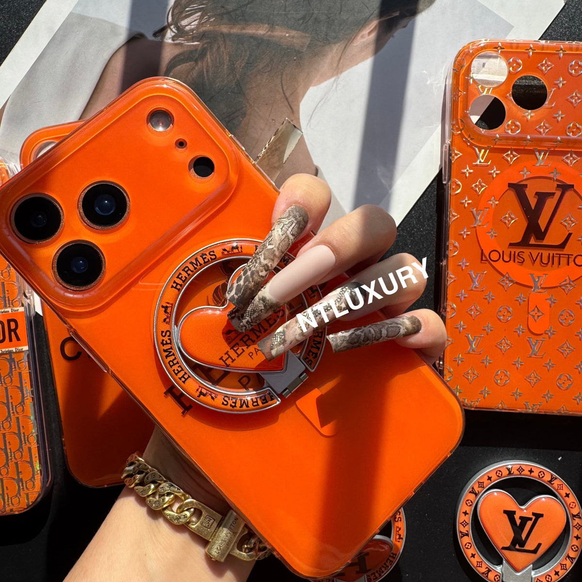 Orange Golden Shine MagSafe Phone Case with Holder
