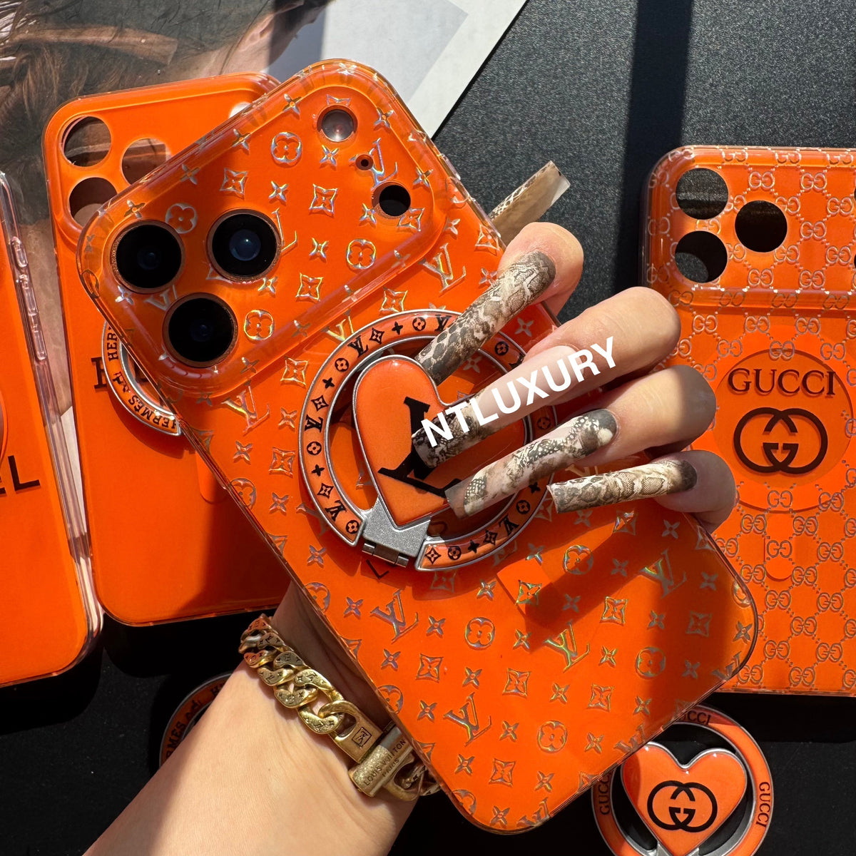 Orange Golden Shine MagSafe Phone Case with Holder