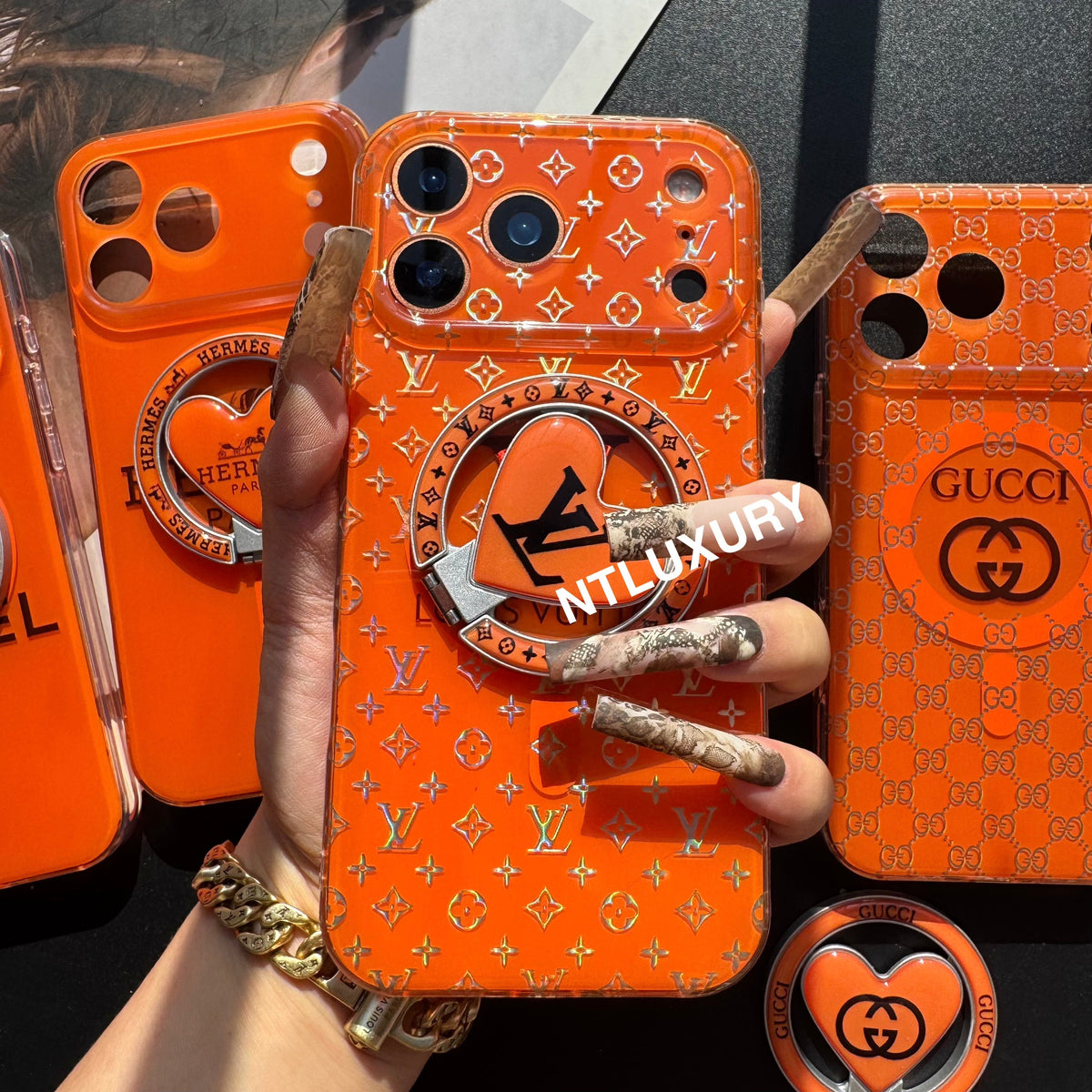 Orange Golden Shine MagSafe Phone Case with Holder