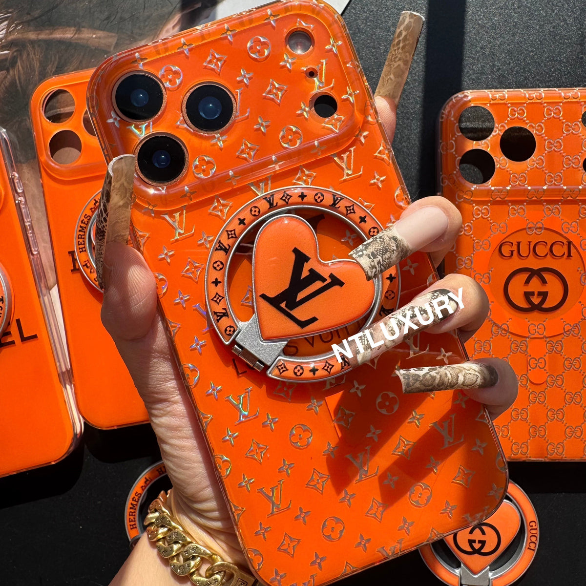 Orange Golden Shine MagSafe Phone Case with Holder