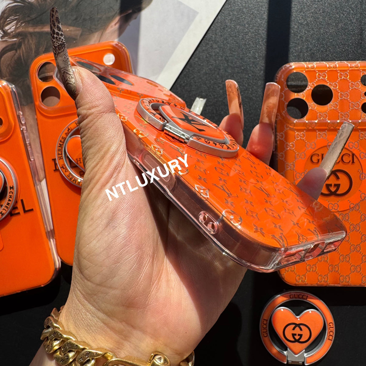 Orange Golden Shine MagSafe Phone Case with Holder