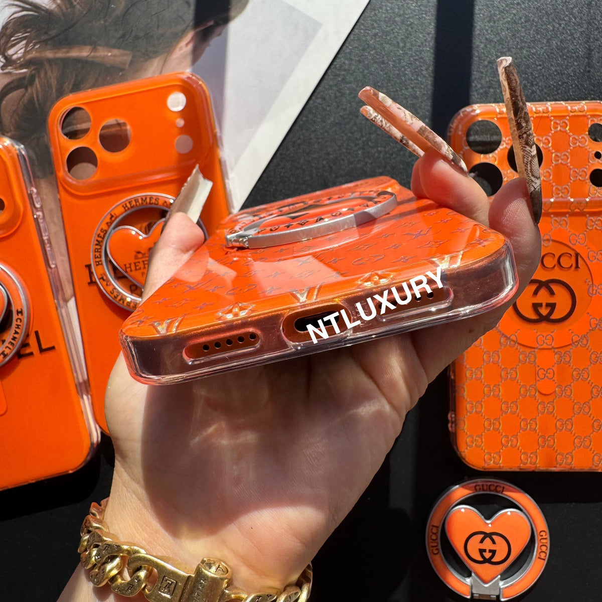 Orange Golden Shine MagSafe Phone Case with Holder