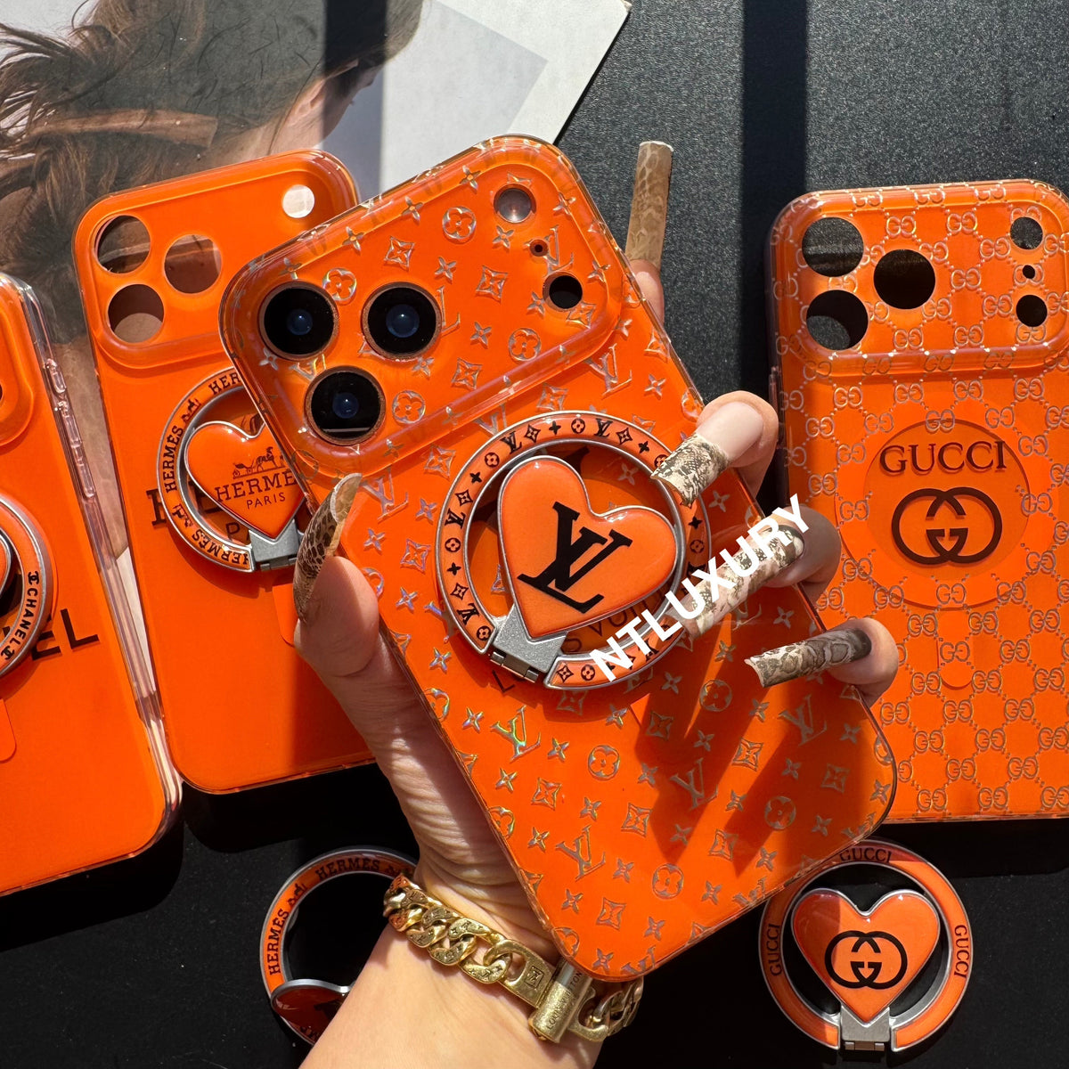 Orange Golden Shine MagSafe Phone Case with Holder