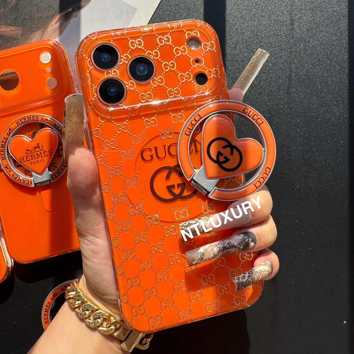 Orange Golden Shine MagSafe Phone Case with Holder