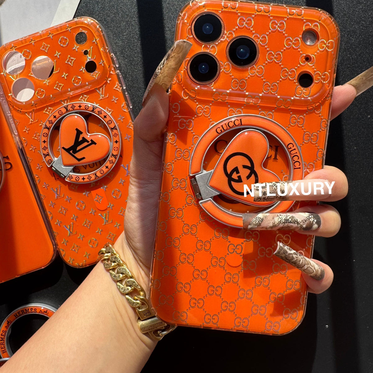 Orange Golden Shine MagSafe Phone Case with Holder