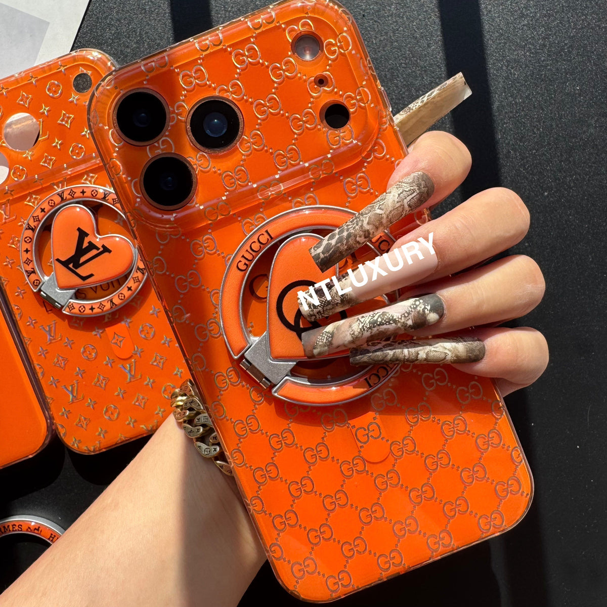 Orange Golden Shine MagSafe Phone Case with Holder
