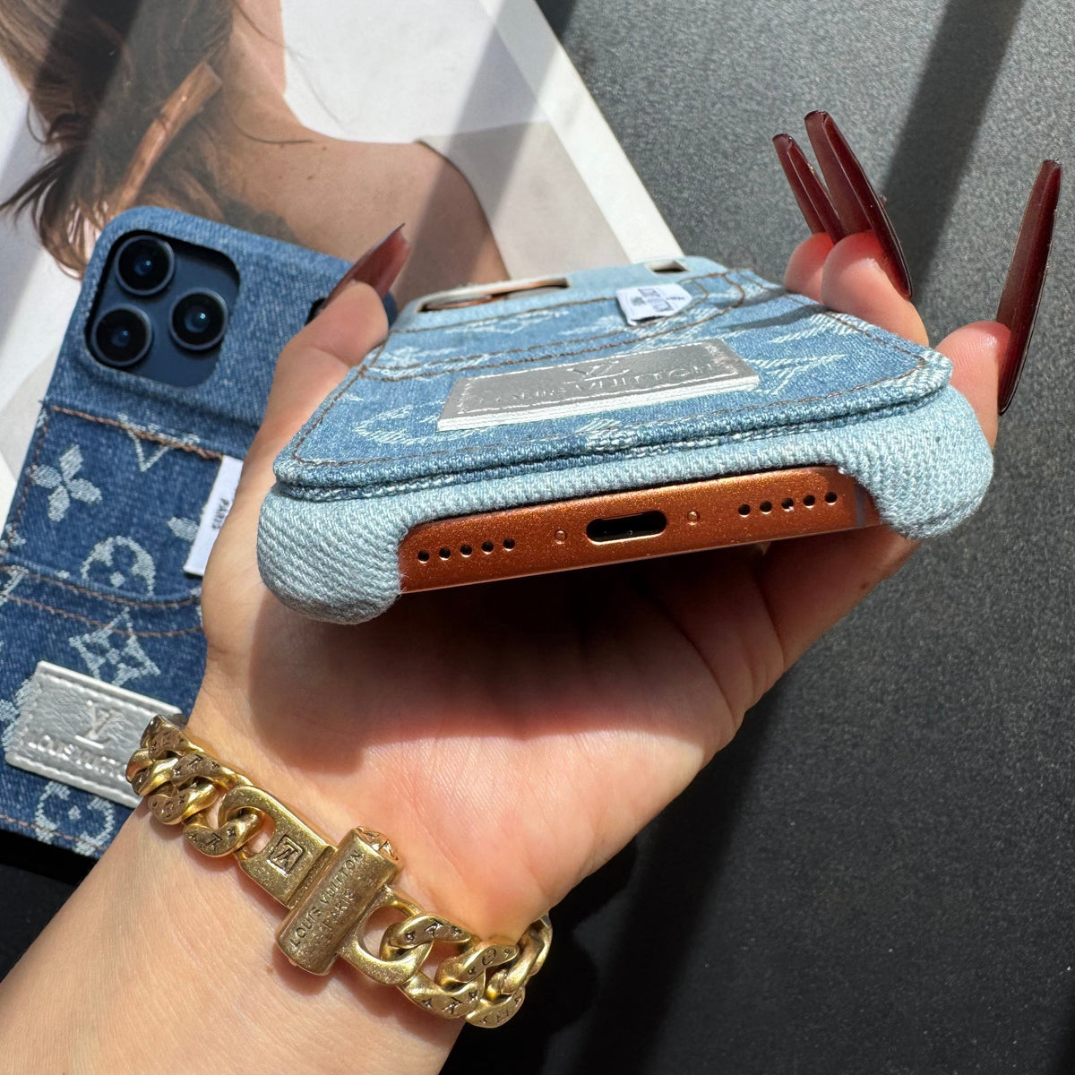 Funda para teléfono de chica y amor cowboy con bolsillo para tarjetas