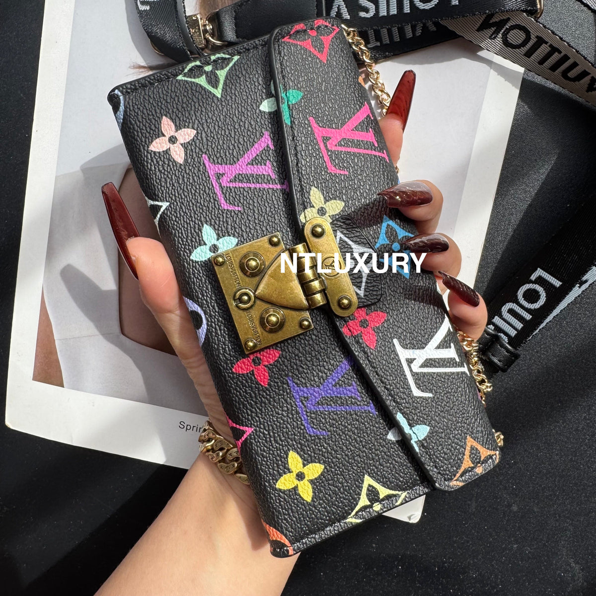 Love Floral Geschenk Geldbörse Handyhülle mit Kette