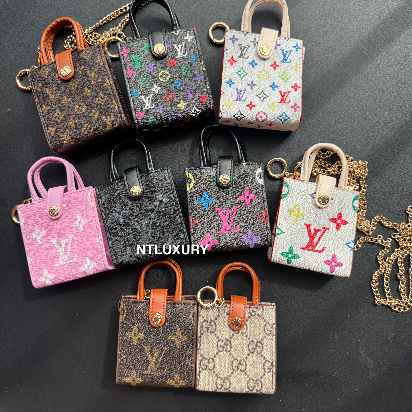Floral Cute Love Mini Purse With Chain For All Cute Things (Black Small Love)