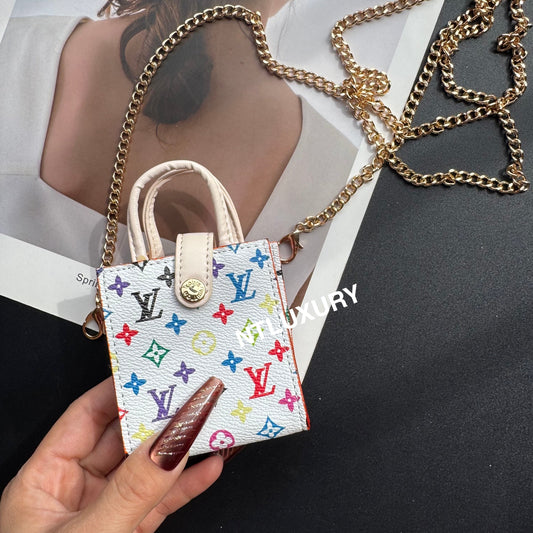 Floral Cute Love Mini Purse With Chain For All Cute Things (White Small Love)