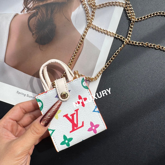 Floral Cute Love Mini Purse With Chain For All Cute Things (White Big Love)