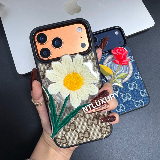 Denim Good Magsafe Design Phone Case With FLoral Magsafe Holder