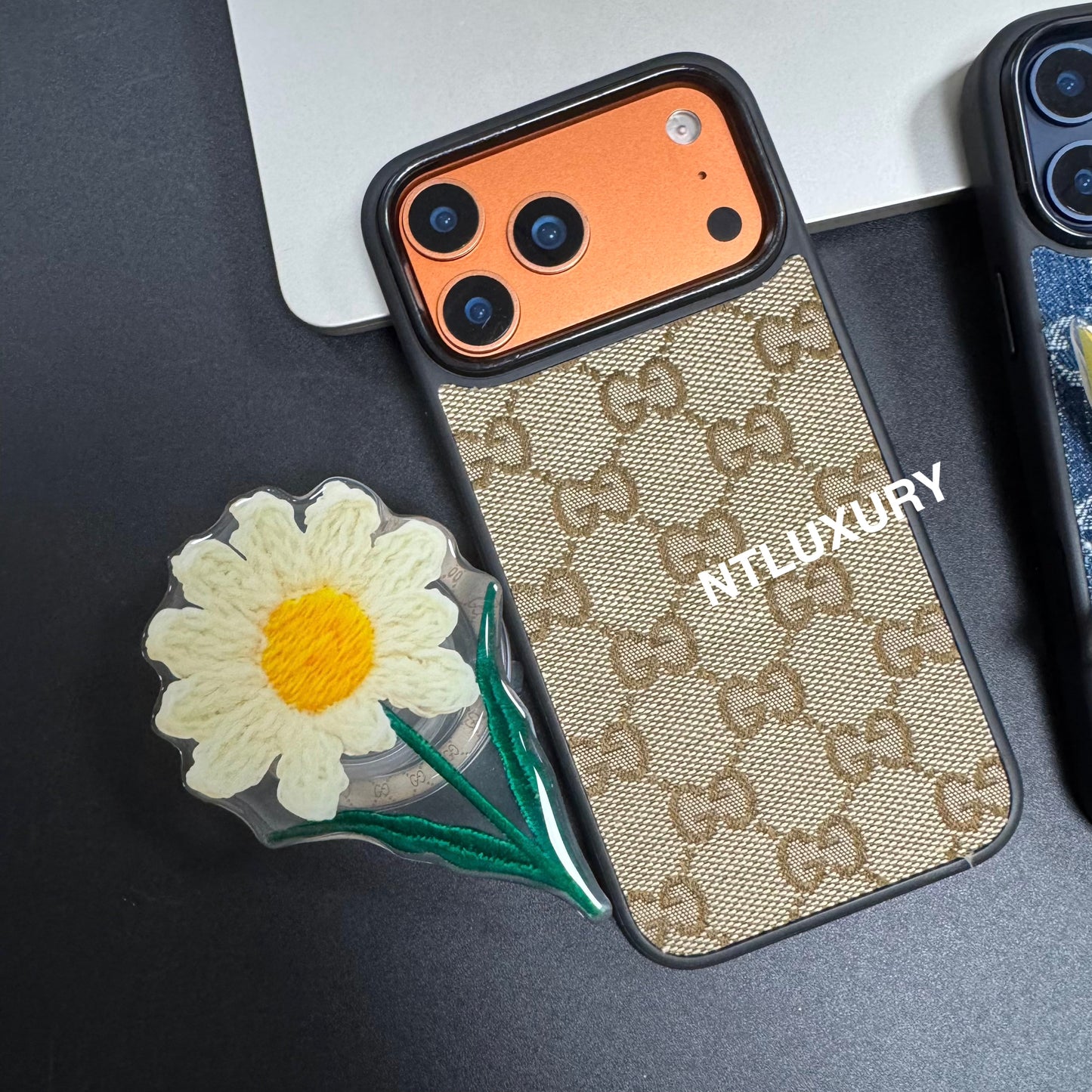 Denim Good Magsafe Design Phone Case With FLoral Magsafe Holder