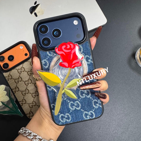 Denim Good Magsafe Design Phone Case With FLoral Magsafe Holder