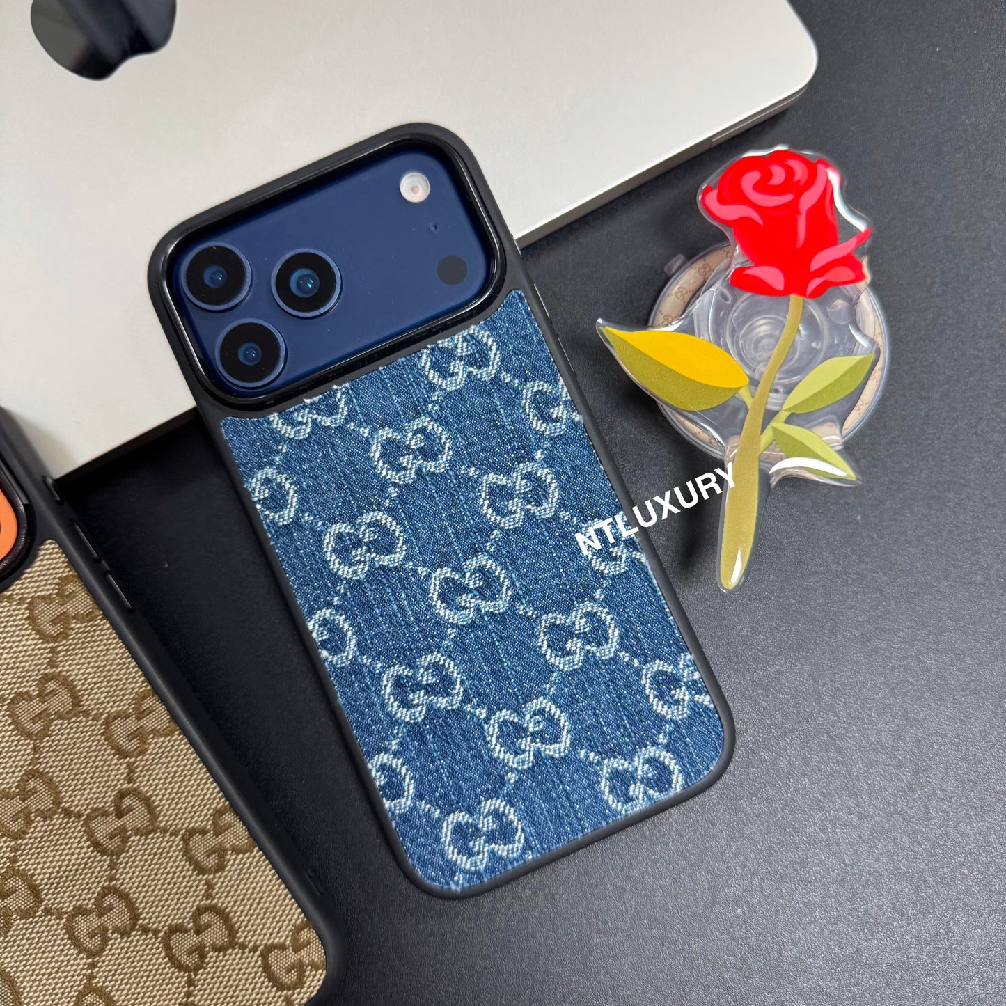 Denim Good Magsafe Design Phone Case With FLoral Magsafe Holder