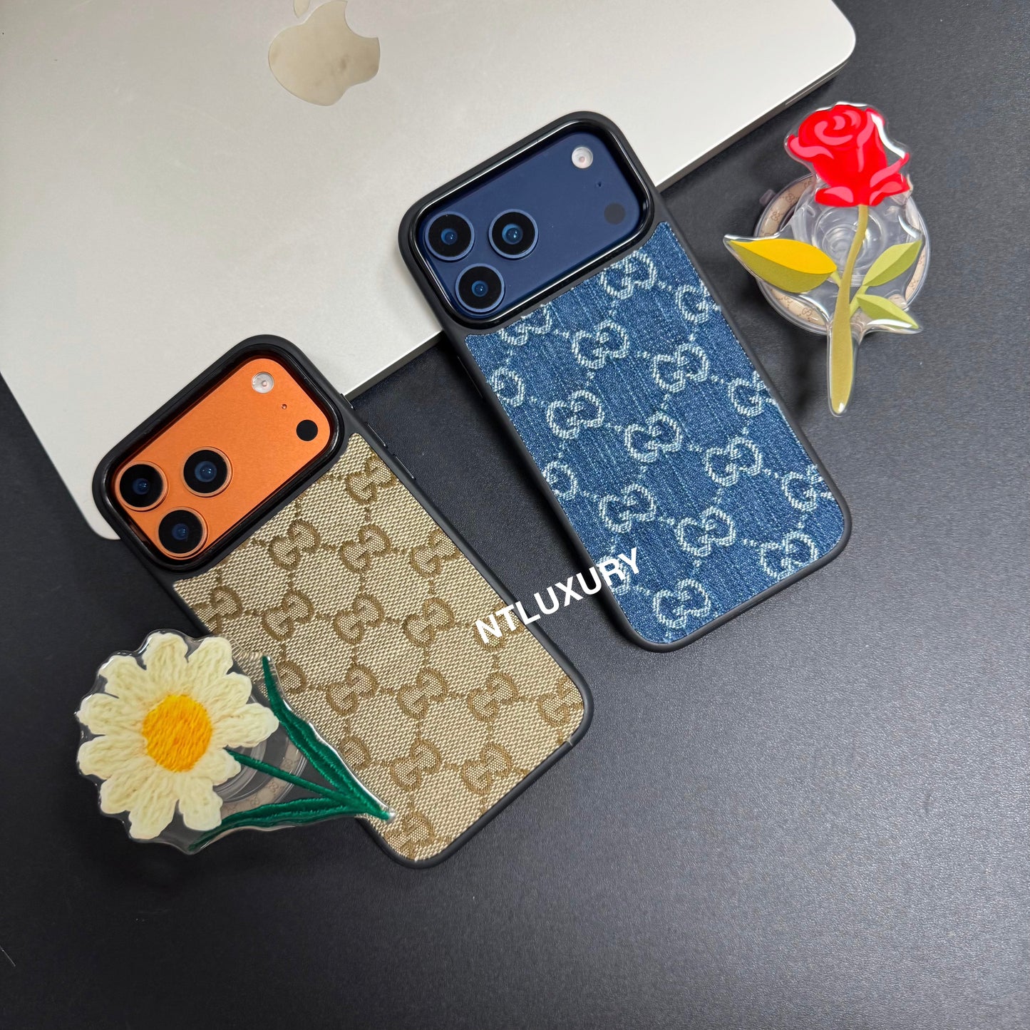 Denim Good Magsafe Design Phone Case With FLoral Magsafe Holder