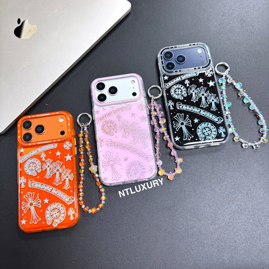 Cute Chrome Design Phone Case with Strap