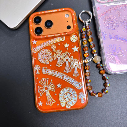 Cute Chrome Design Phone Case with Strap