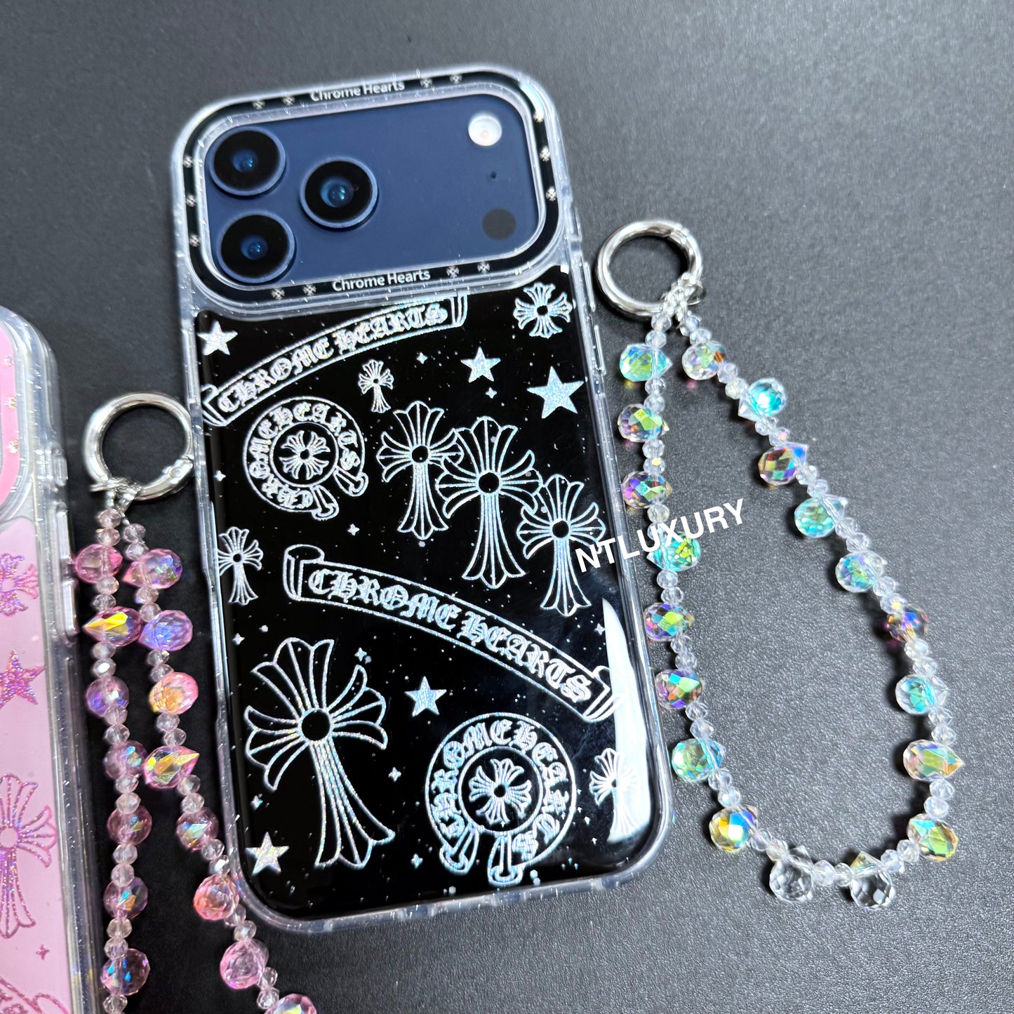 Cute Chrome Design Phone Case with Strap