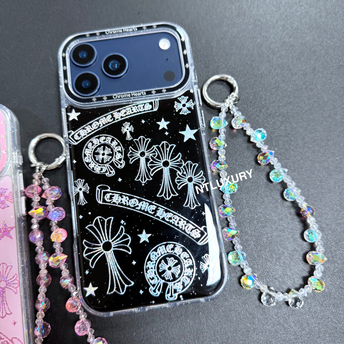 Cute Chrome Design Phone Case with Strap