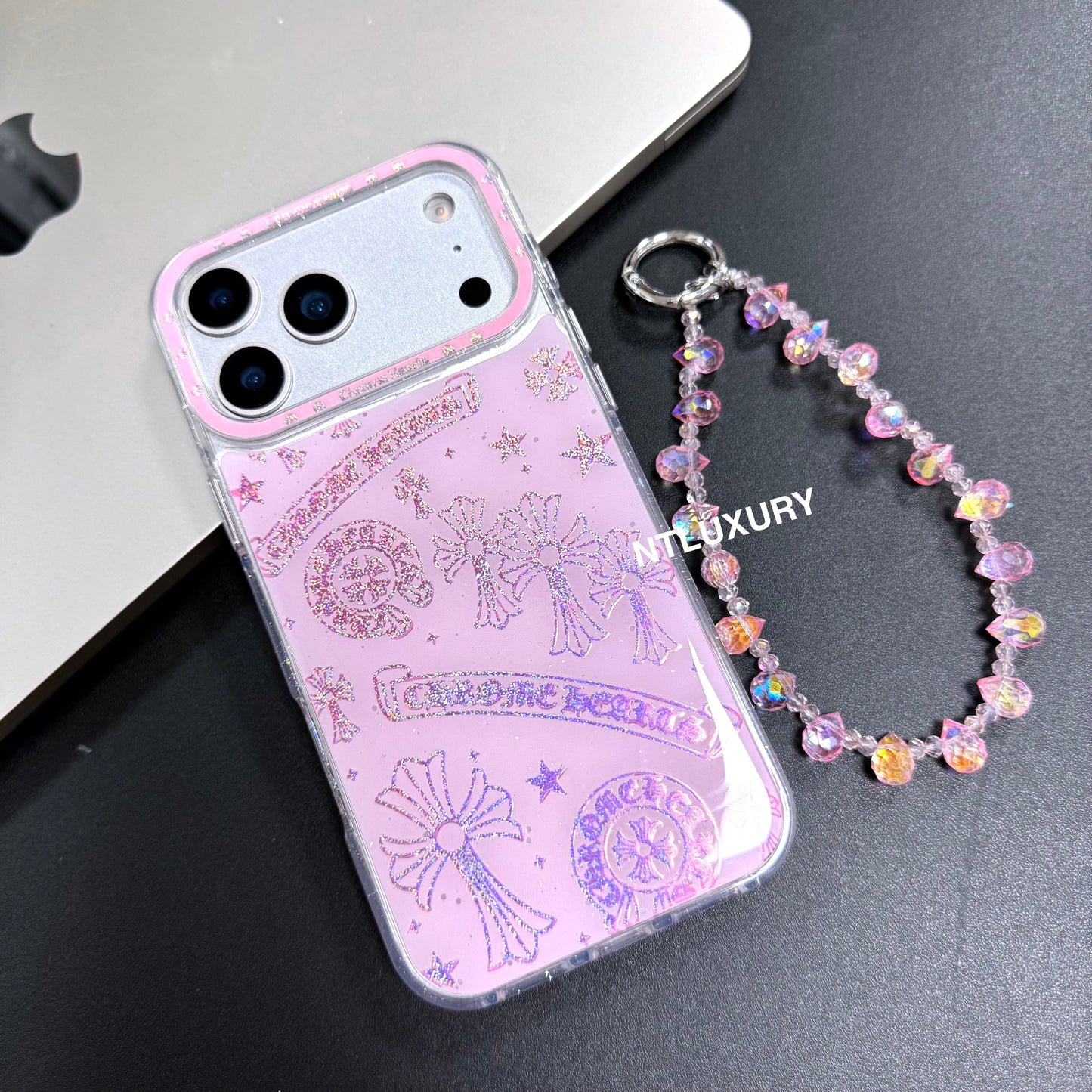 Cute Chrome Design Phone Case with Strap