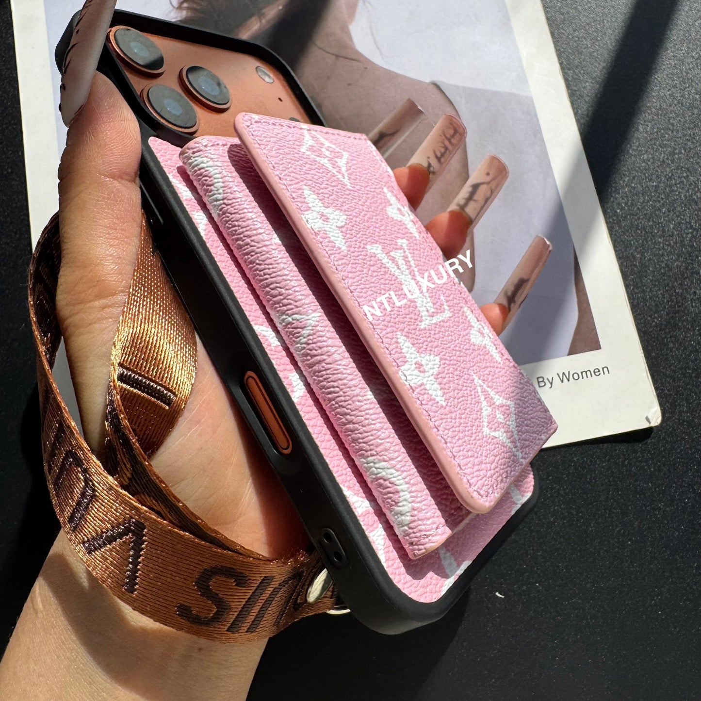 Magsafe Case with Magsafe Wallet 3 Set (Black & Pink)