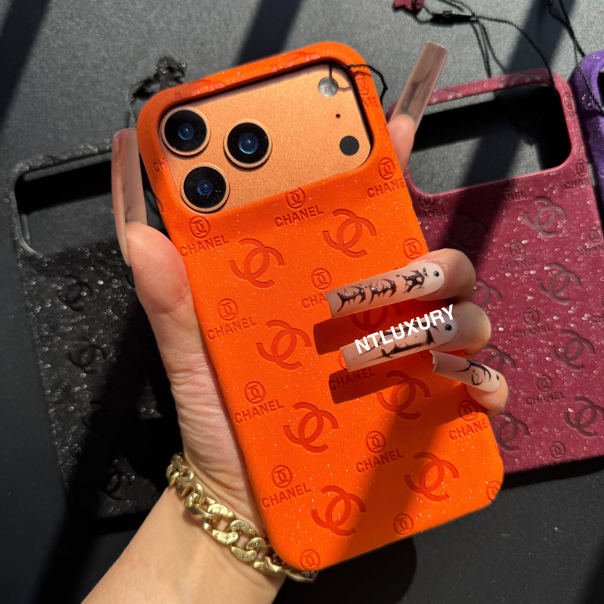 Glitter Leather CC Love Girl Phone Case