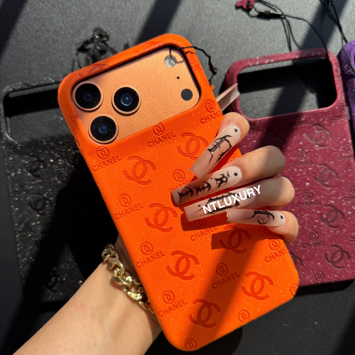 Glitter Leather CC Love Girl Phone Case