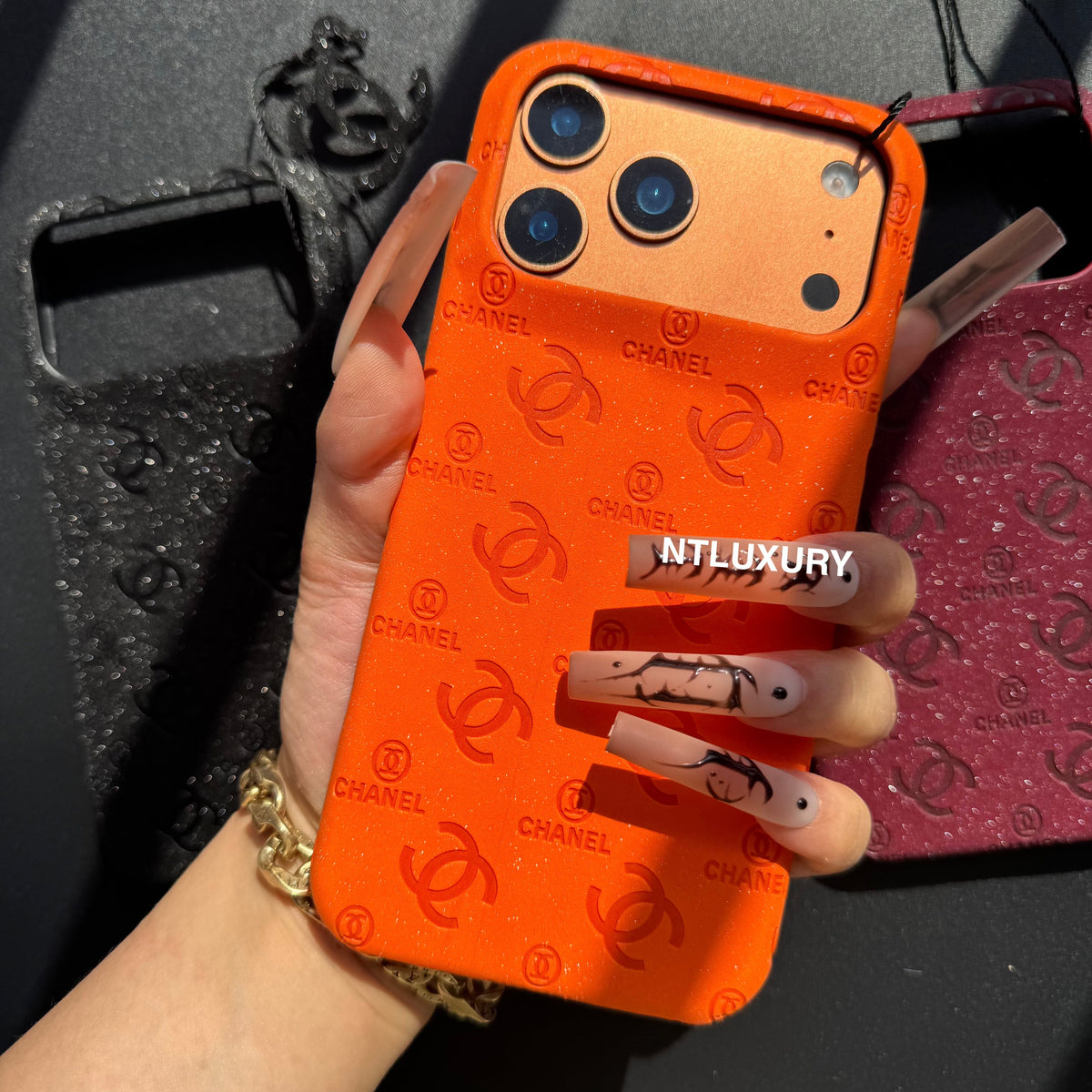Glitter Leather CC Love Girl Phone Case