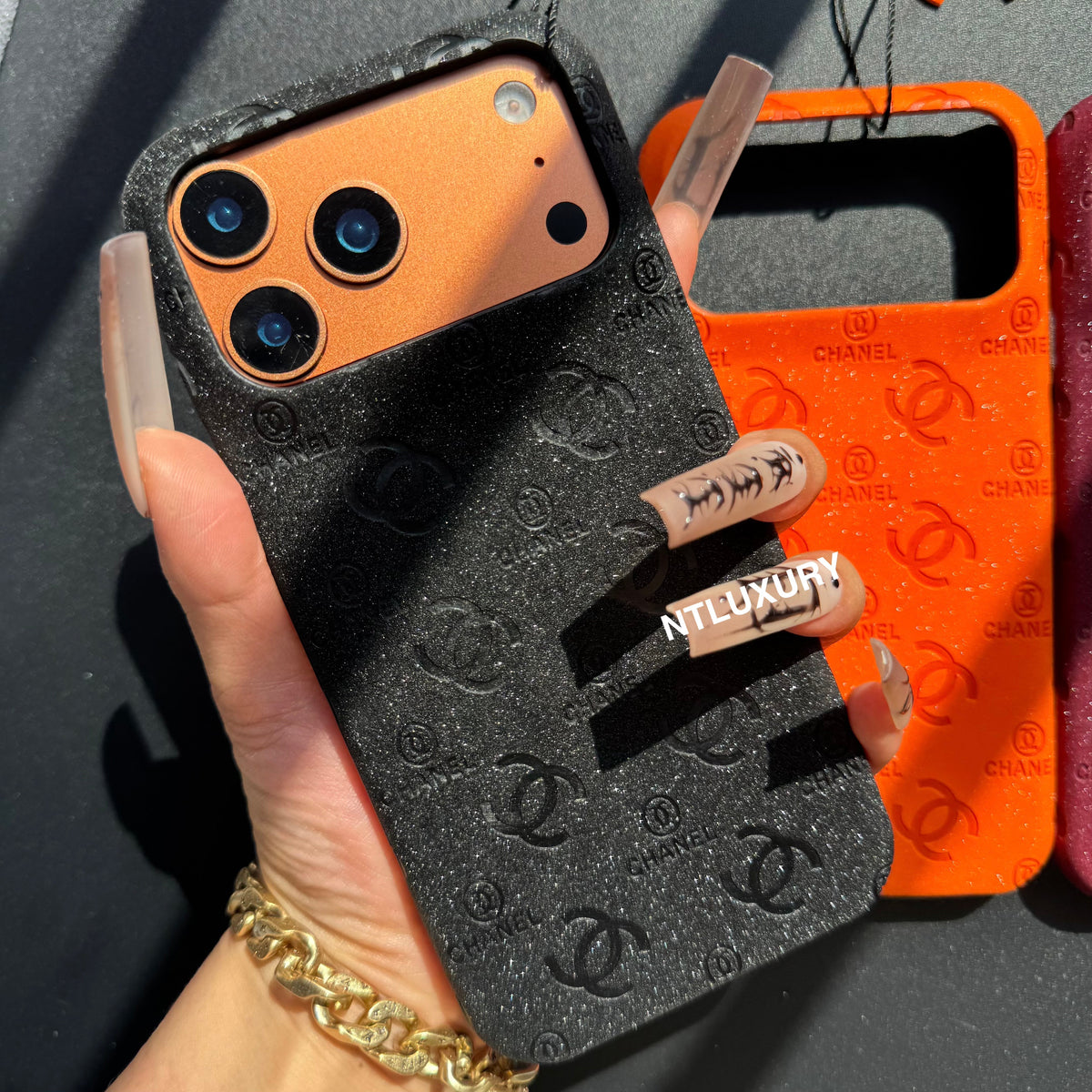Glitter Leather CC Love Girl Phone Case