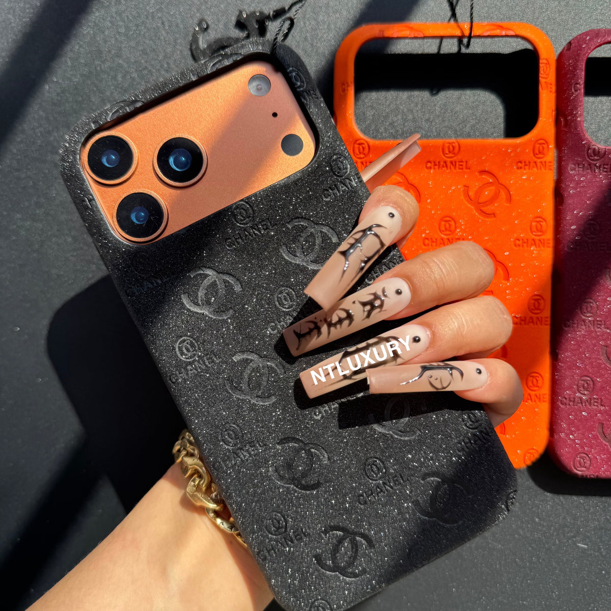 Glitter Leather CC Love Girl Phone Case