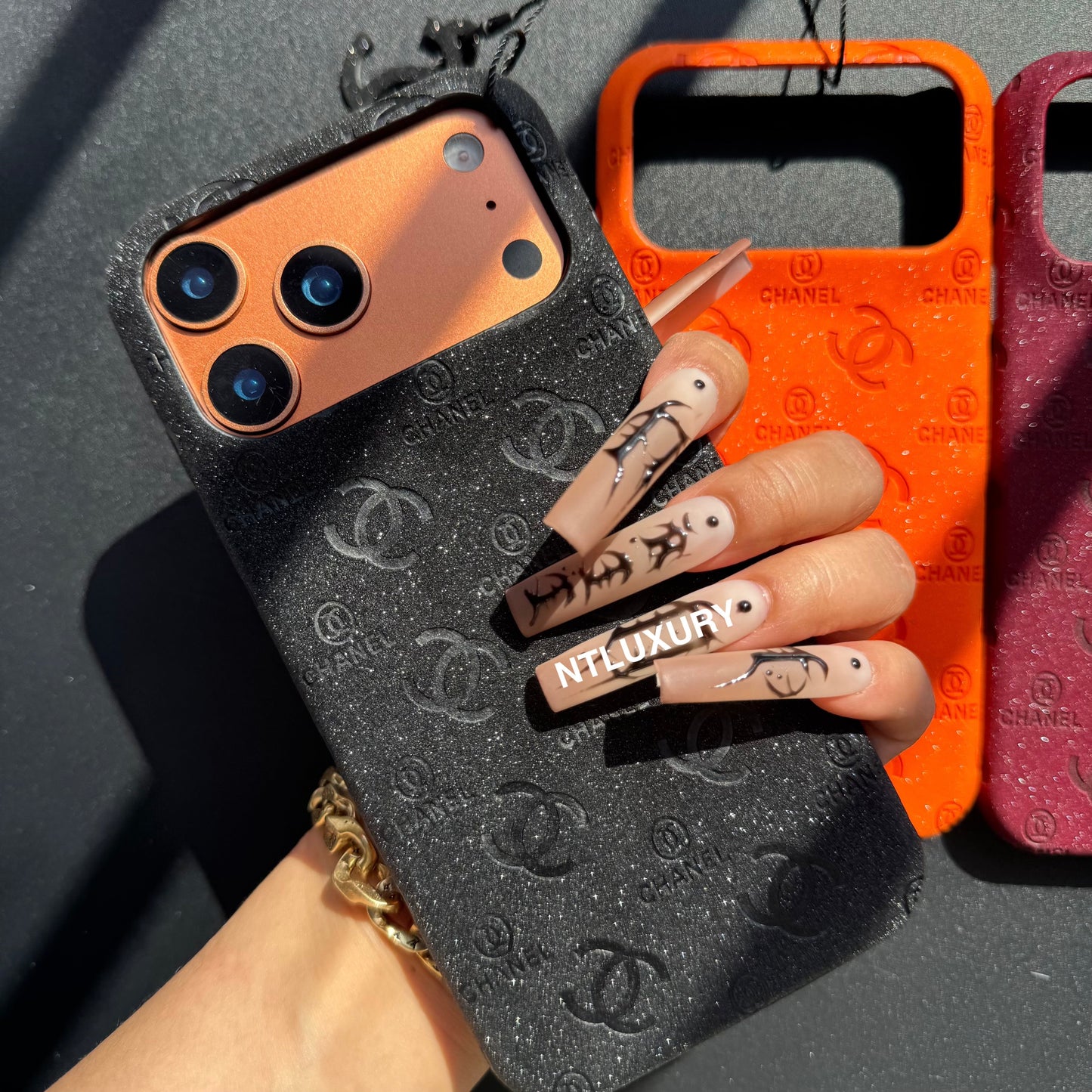 Glitter Leather CC Love Girl Phone Case