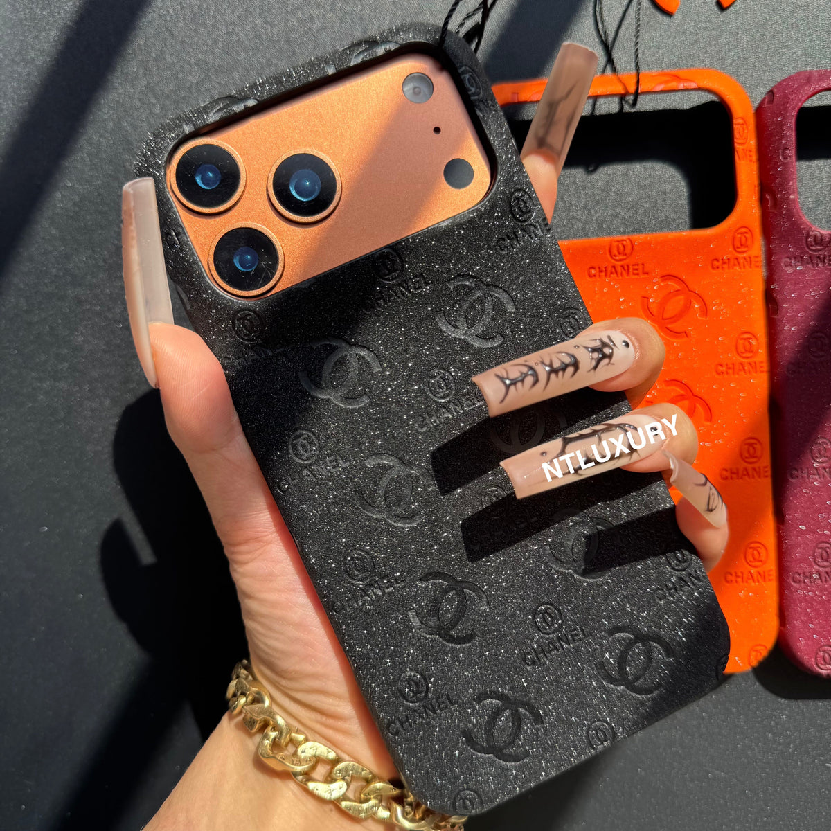 Glitter Leather CC Love Girl Phone Case