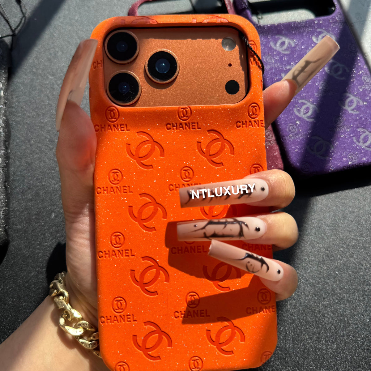 Glitter Leather CC Love Girl Phone Case